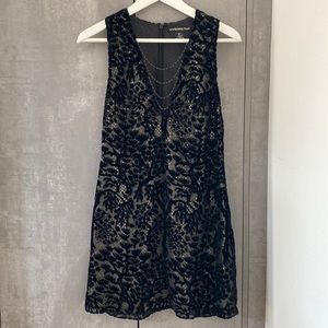 Vivienne Tam burnout velvet dress with draped beading and gold sequin underlay